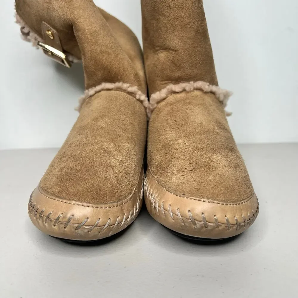 Tory Burch Moccasin Shearling Boots Size 9
